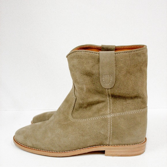 Isabel Marant Etoile Crisi Suede Ankle Boots Taupe Western Women's Size 37 - Picture 6 of 13